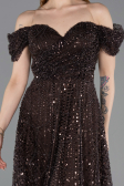 Partykleid Midi Perlenbesetzt Dunkelbraun ABK2594