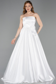 Standesamtkleid Lang Satin Weiß ABU5998