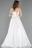 Standesamtkleid Lang Satin Weiß ABU5998