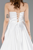 Standesamtkleid Lang Satin Weiß ABU5998