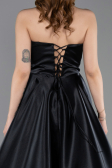 Standesamtkleid Lang Satin Schwarz ABU5998