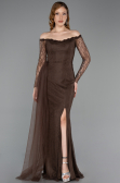 Abendkleid Lang Spitze Braun ABU5999
