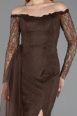 Abendkleid Lang Spitze Braun ABU5999