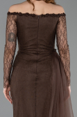 Abendkleid Lang Spitze Braun ABU5999