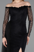 Abendkleid Lang Spitze Schwarz ABU5999