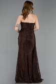 Abendkleid im Meerjungfrau-Stil Lang Spitze Braun ABU5975