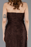 Abendkleid im Meerjungfrau-Stil Lang Spitze Braun ABU5975