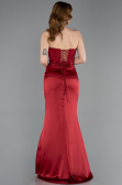 Abendkleid Lang Satin Weinrot ABU6000