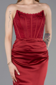 Abendkleid Lang Satin Weinrot ABU6000