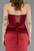 Abendkleid Lang Satin Weinrot ABU6000