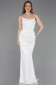 Abendkleid Lang Satin Weiß ABU6000