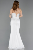 Abendkleid Lang Satin Weiß ABU6000