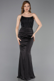Abendkleid Lang Satin Schwarz ABU6000