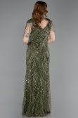 Abendkleid Lang Perlenbesetzt Khaki ABU5959