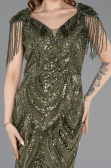 Abendkleid Lang Perlenbesetzt Khaki ABU5959