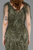 Abendkleid Lang Perlenbesetzt Khaki ABU5959
