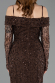 Abendkleid Lang Spitze Braun ABU6004