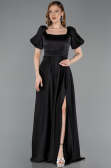 Abendkleid Lang Satin Schwarz ABU6005