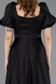 Abendkleid Lang Satin Schwarz ABU6005