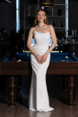 Abendkleid Lang Satin Weiß ABU6000