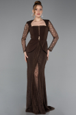 Abendkleid Lang Spitze Braun ABU6014