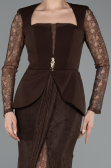 Abendkleid Lang Spitze Braun ABU6014