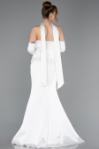 Abendkleid Lang Satin Weiß ABU5944