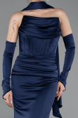 Abendkleid Lang Satin Marineblau ABU5944