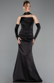 Abendkleid Lang Satin Schwarz ABU5944