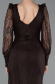 Standesamtkleid Lang Spitze Braun ABU6016
