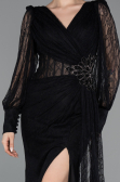 Standesamtkleid Lang Spitze Schwarz ABU6016