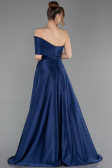 Abendkleid Lang Satin Marineblau ABU6019