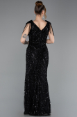 Abendkleid Lang Perlenbesetzt Schwarz ABU5959
