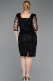 Einladungskleid In Übergröße Midi Perlenbesetzt Schwarz ABK2580