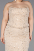 Abendkleid in Übergröße Lang Spitze Beige ABU5994