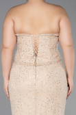 Abendkleid in Übergröße Lang Spitze Beige ABU5994