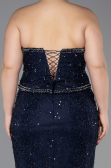 Abendkleid in Übergröße Lang Spitze Marineblau ABU5994