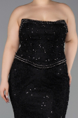 Abendkleid in Übergröße Lang Spitze Schwarz ABU5994