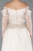 Beige Kleider İn Großen Größen Satin Lang ABU5261
