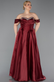 Weinrot Abendkleid İn Übergröße Satin Lang ABU5726
