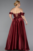 Weinrot Abendkleid İn Übergröße Satin Lang ABU5726