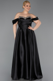 Abendkleid in Übergröße Lang Satin Schwarz ABU5726