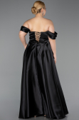 Abendkleid in Übergröße Lang Satin Schwarz ABU5726