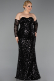 Abendkleid in Übergröße Lang Schuppig Schwarz ABU5928