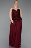 Abendkleid in Übergröße Lang Chiffon Weinrot ABU5940