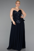 Abendkleid in Übergröße Lang Chiffon Marineblau ABU5940