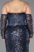 Abendkleid in Übergröße Lang Schuppig Anthrazit ABU5928