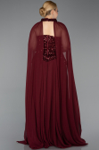 Abendkleid in Übergröße Lang Chiffon Weinrot ABU5940