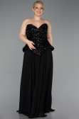 Abendkleid in Übergröße Lang Chiffon Schwarz ABU5940