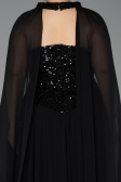 Abendkleid in Übergröße Lang Chiffon Schwarz ABU5940